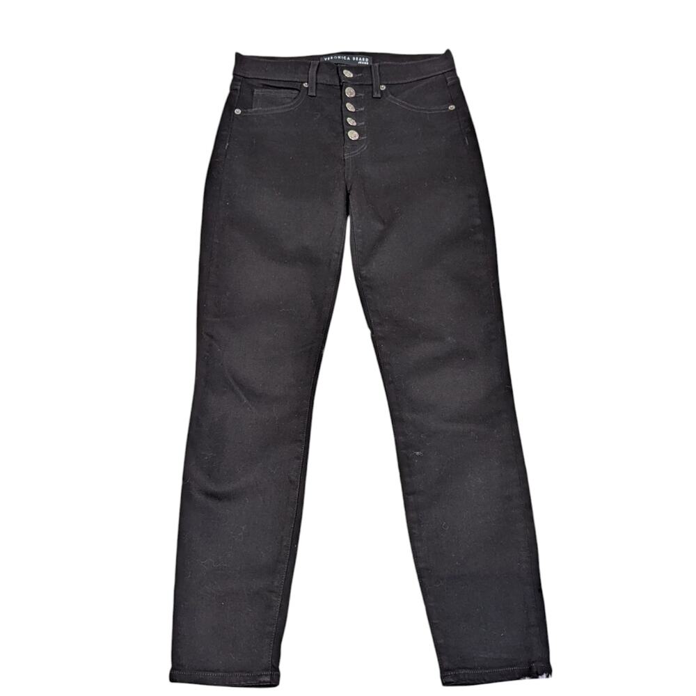 Veronica Beard Debbie High Rise Skinny Jeans Black Stretch Denim 26